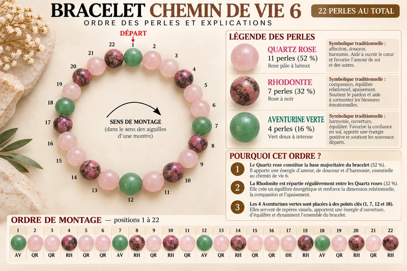 Lebensweg-Armband 6 – Rosenquarz, Rhodonit & Grüner Aventurin