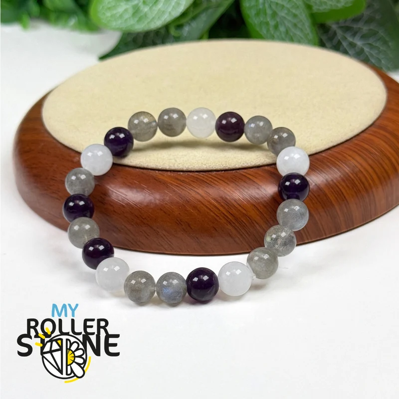Lebensweg-Armband 11 – Labradorit, Mondstein & Amethyst