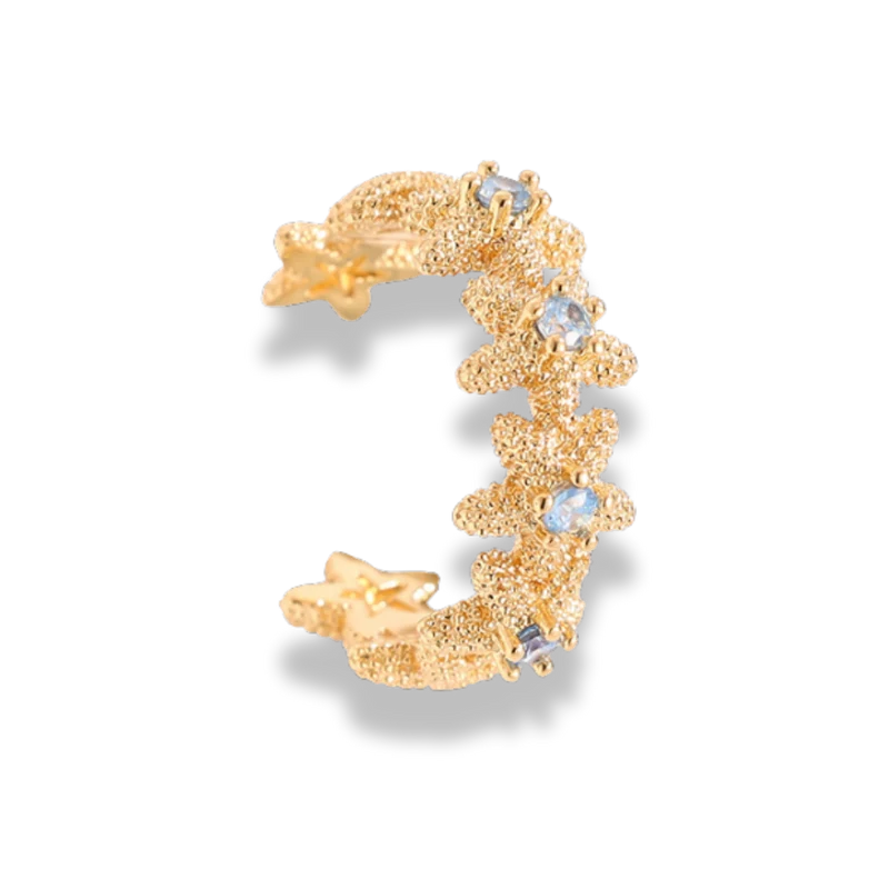 Blue Starfish Earcuff 14K Vergoldet