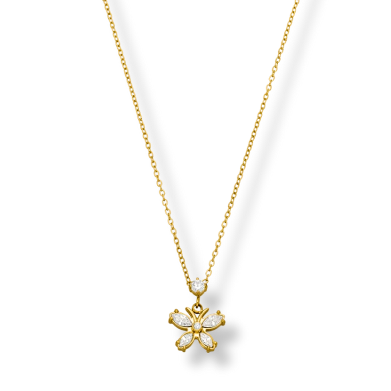 Crystal Butterfly Kette 14K vergoldet