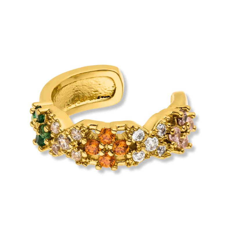 Colorful Spring Flower Earcuff 14K vergoldet