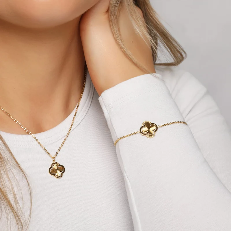 Double Clover Armband | 18K vergoldet