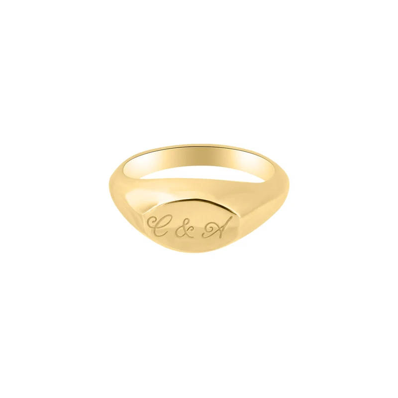 Engraved Ellipse Signet Ring