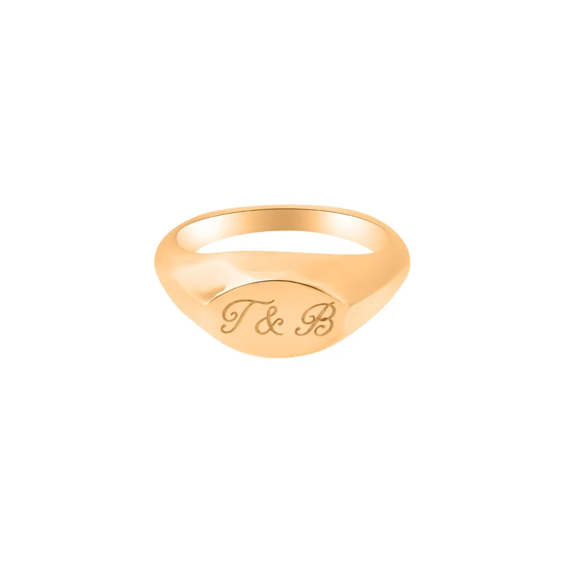 Engraved Ellipse Signet Ring