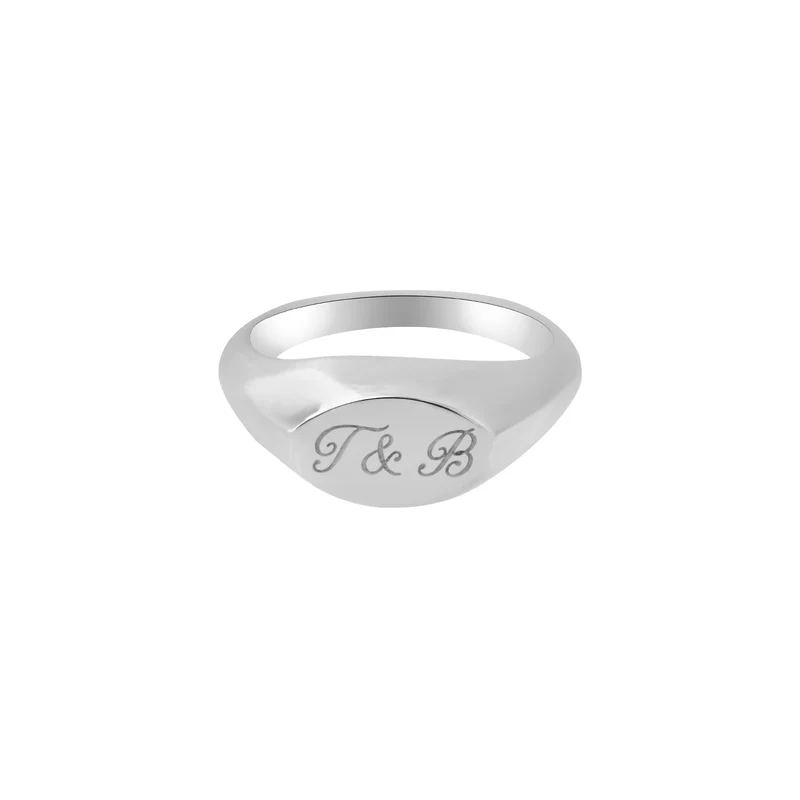 Engraved Ellipse Signet Ring