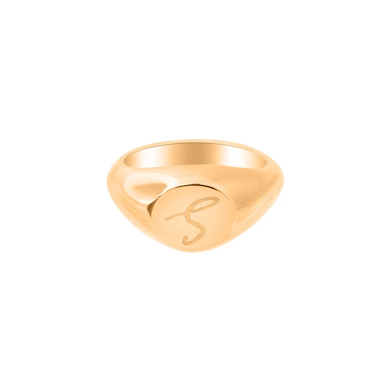 Engraved Round Signet Ring