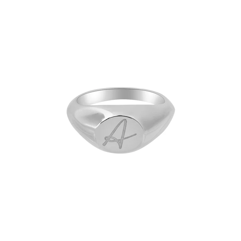 Engraved Round Signet Ring