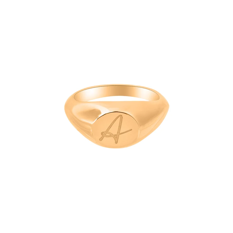 Engraved Round Signet Ring