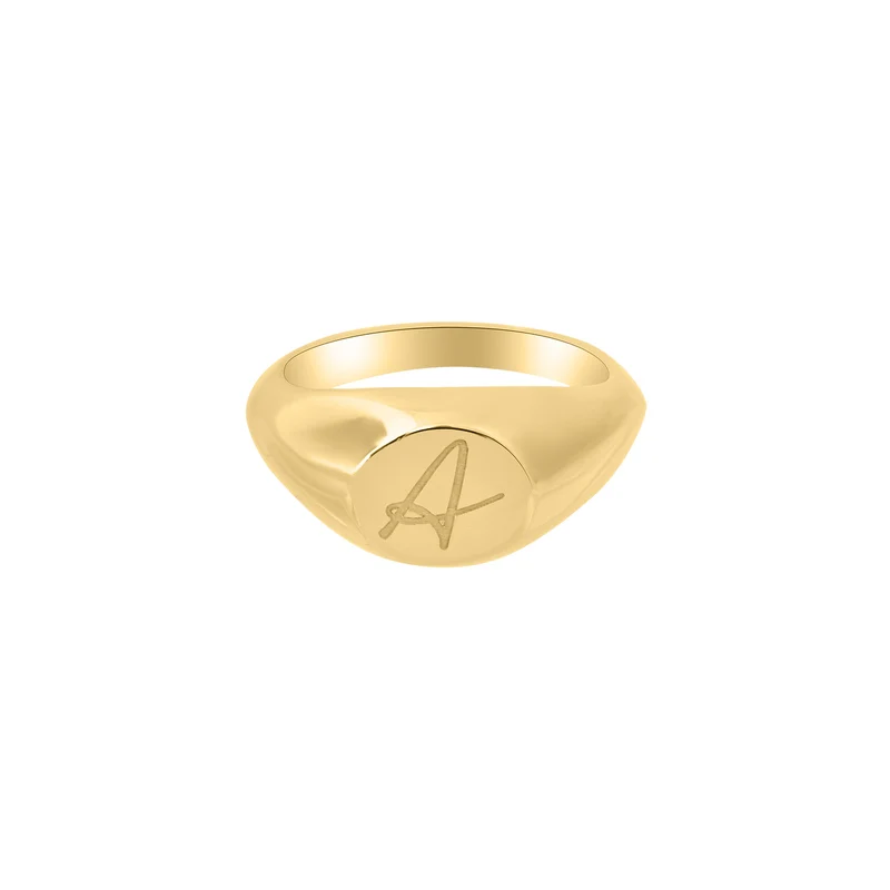 Engraved Round Signet Ring