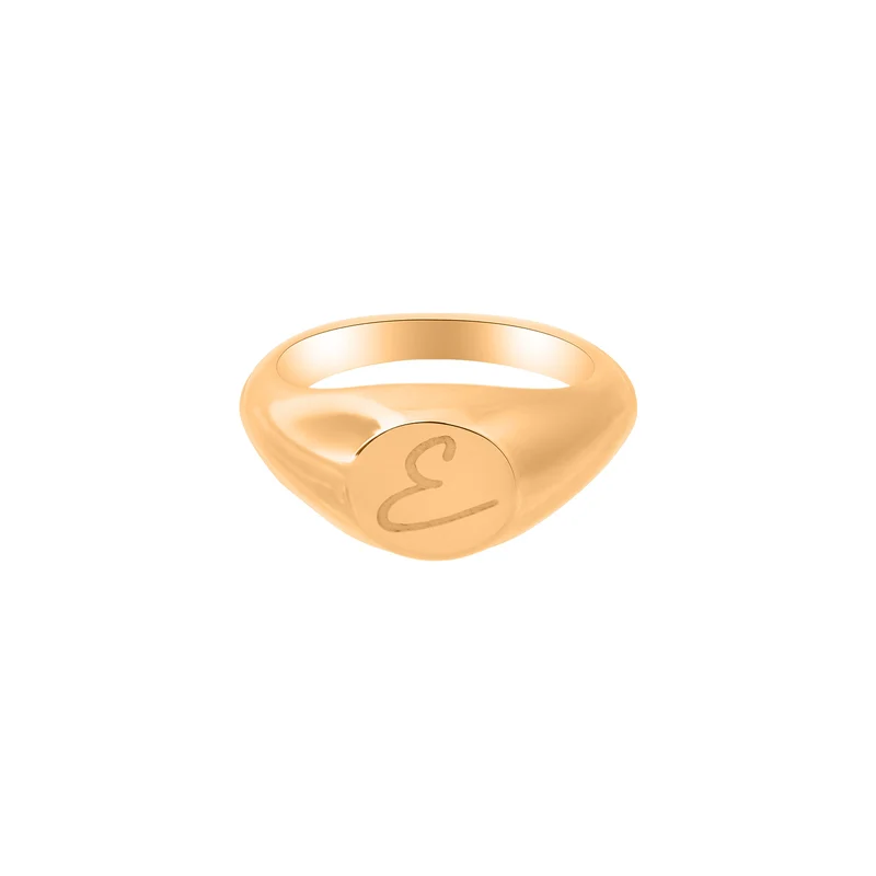 Engraved Round Signet Ring