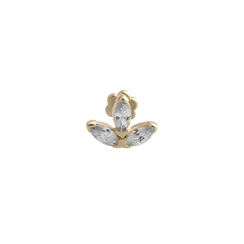 Marquise Flowery Piercing - 14 K Gelbgold