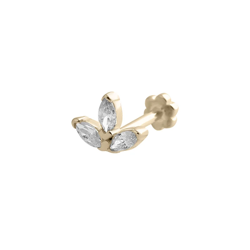 Marquise Flowery Piercing - 14 K Gelbgold