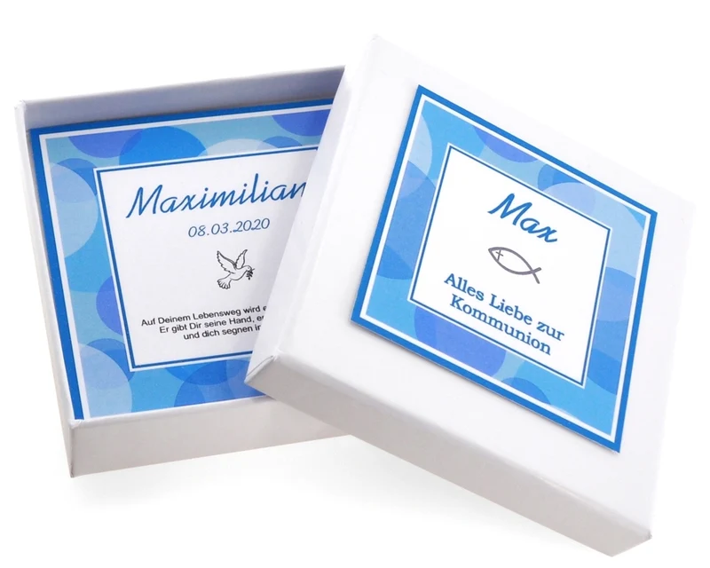 Armband mit Gravur Kommunion Schmuck mit Herz Geschenkschachtel mit Spruch