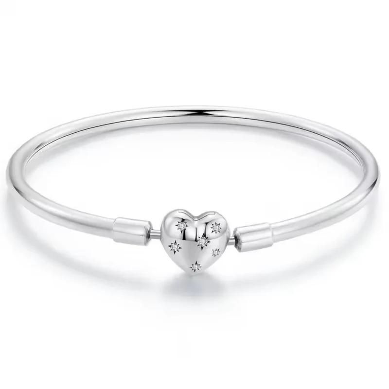 Stars Heart Charm Bangle | CZ