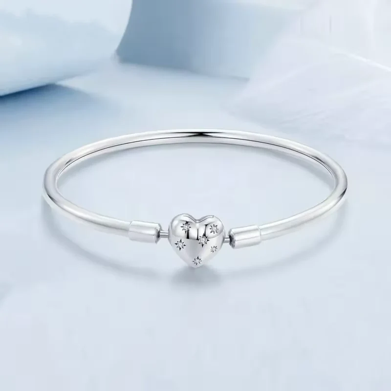Stars Heart Charm Bangle | CZ