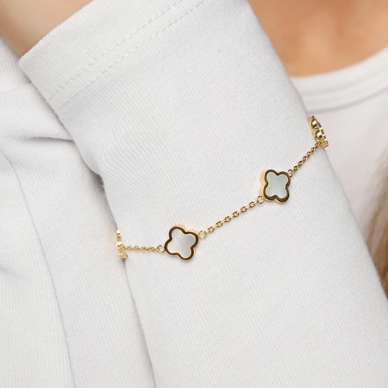 Mini Clover Perlmutt Armband | 18K vergoldet