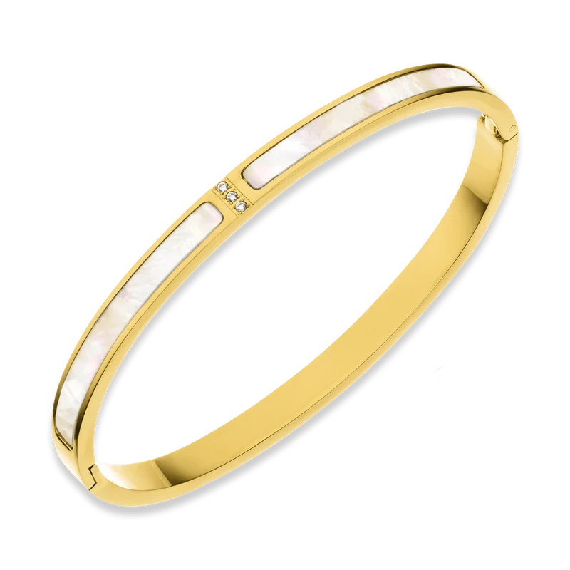 Perlmutt Glow Armreif | 18K vergoldet