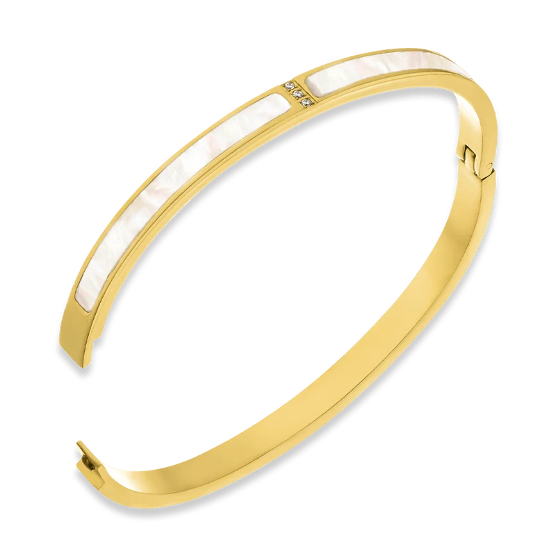 Perlmutt Glow Armreif | 18K vergoldet