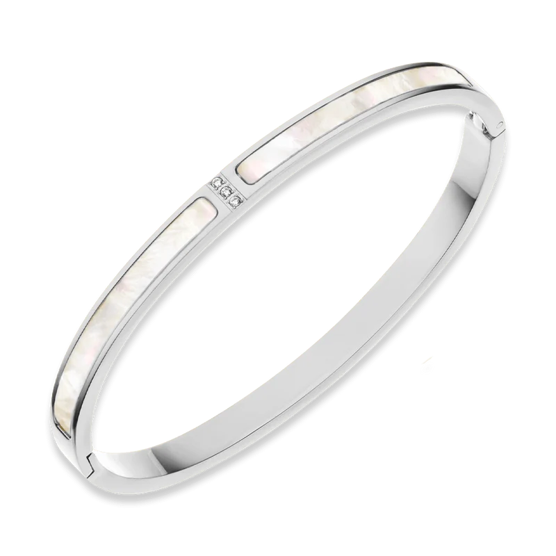 Perlmutt Glow Armreif | 18K vergoldet