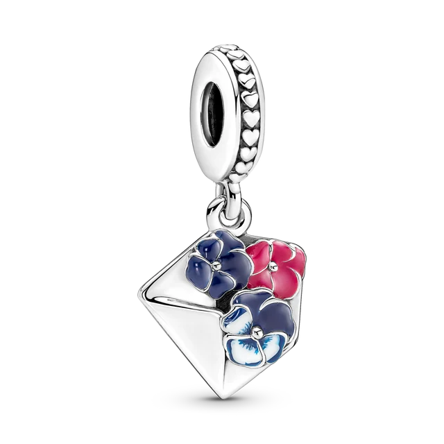 Love Letter with Flowers Dangle Charm | EN