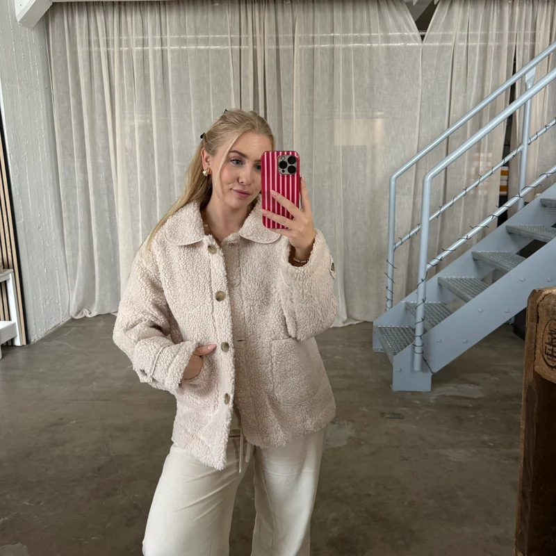Autumn Teddy Jacke - Creme