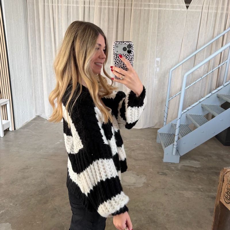 Strickjacke Lima - Schwarz x Creme