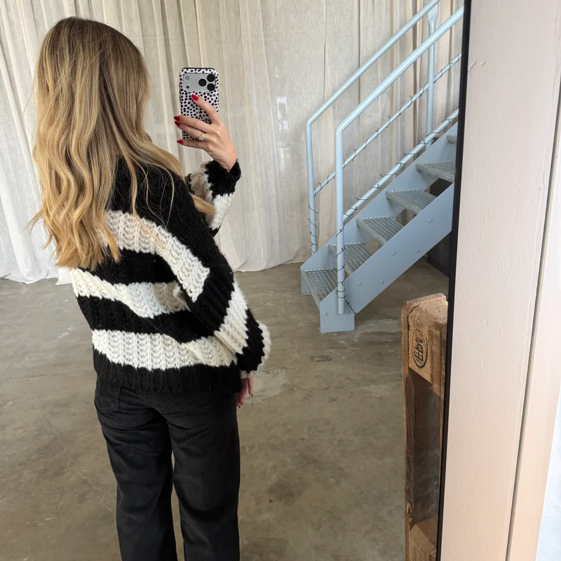 Strickjacke Lima - Schwarz x Creme