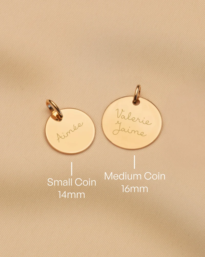 9k Geboortesteen Coin Ketting met naam - Gepersonaliseerde Ketting - 14mm
