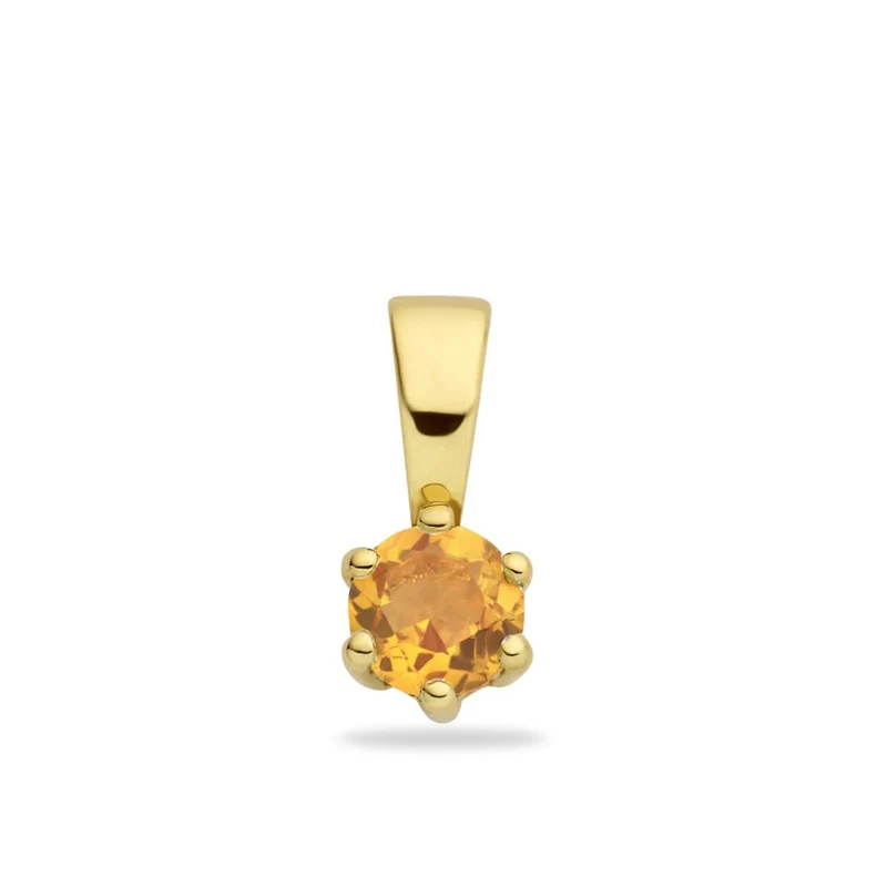 9k Geboortesteen Coin Ketting met naam - Gepersonaliseerde Ketting - 14mm