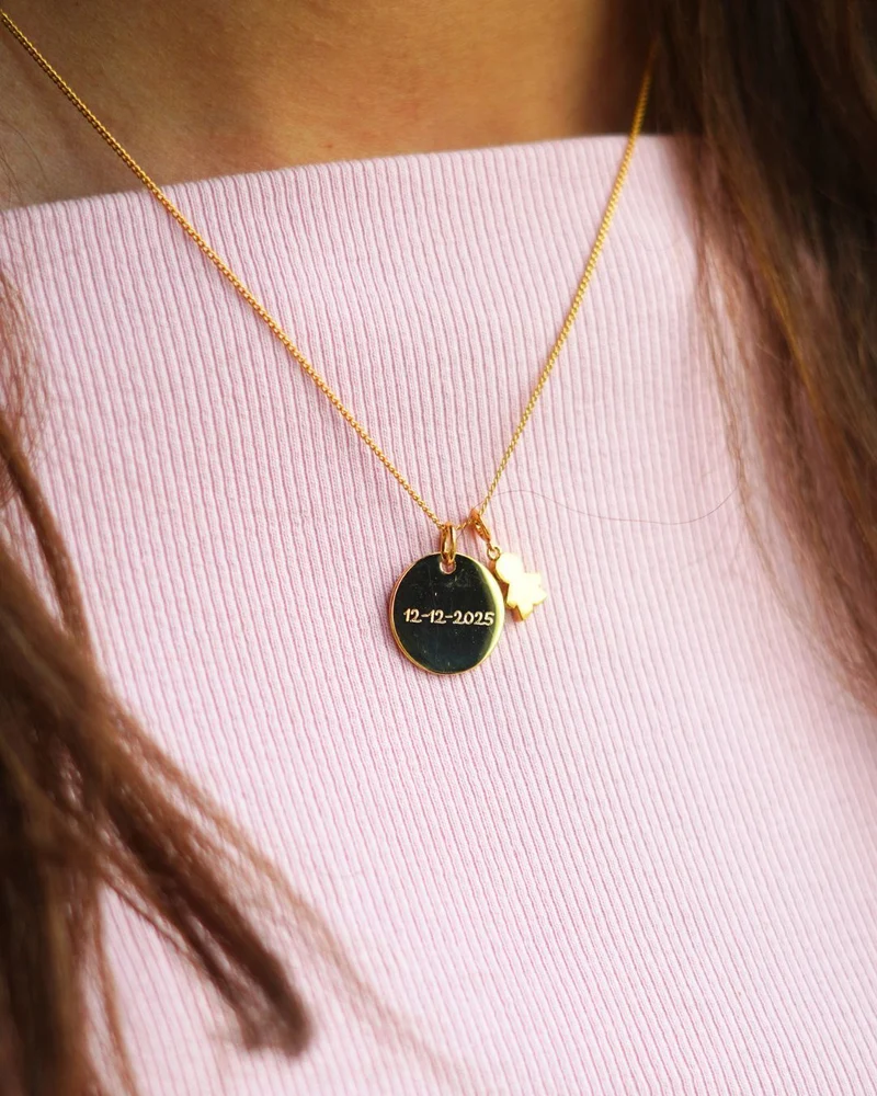 Proud Mom Coin Ketting - Verguld - Gepersonaliseerde Ketting