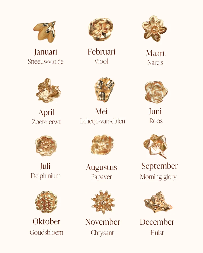 Coin ketting met geboortebloem bedel - Verguld - Gepersonaliseerde Ketting