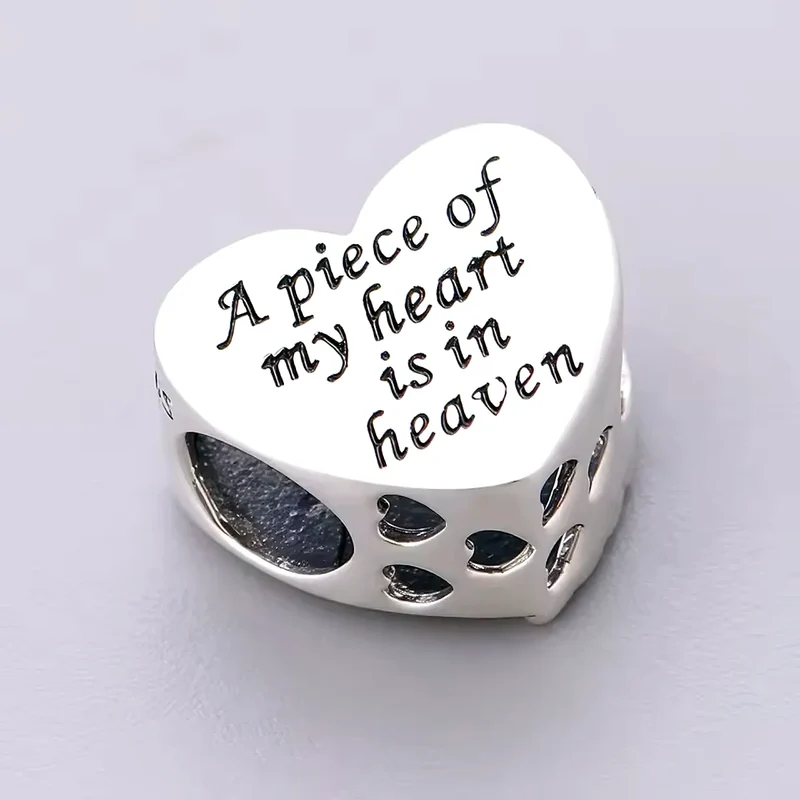 "A Piece Of My Heart Is In Heaven" Son Heart Charm | CZ