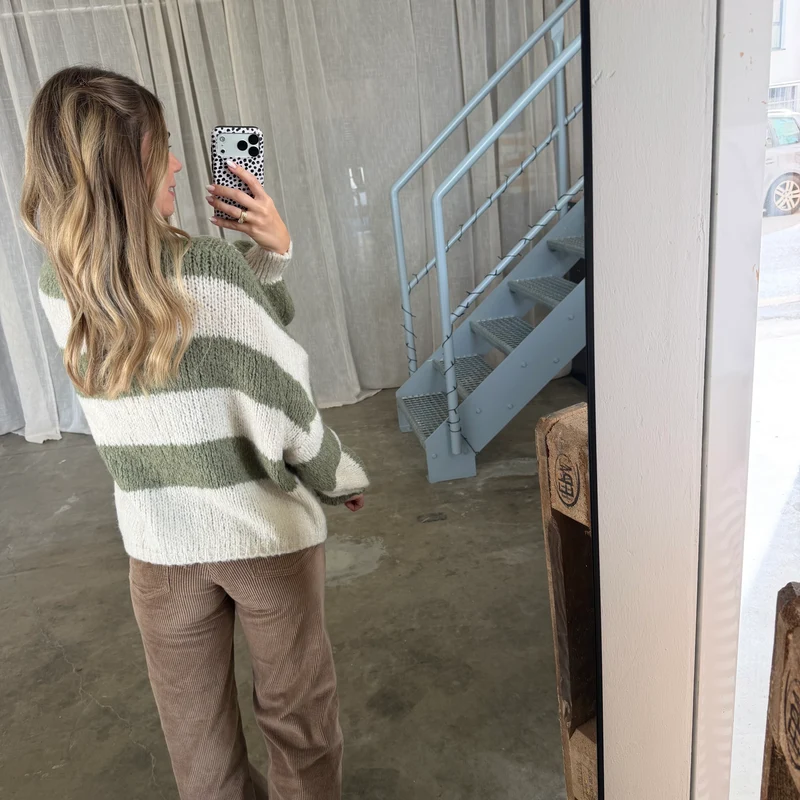 Strickjacke Bella - Olive x Creme