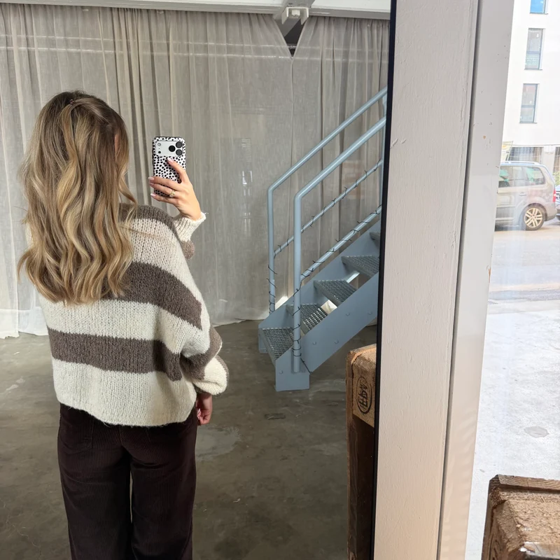 Strickjacke Bella - Taupe x Creme