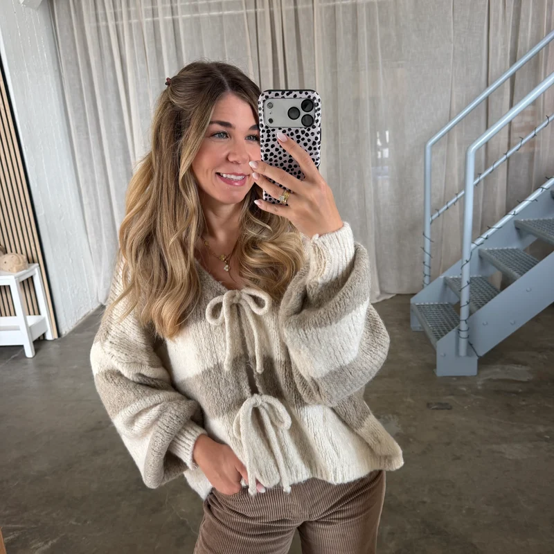 Strickjacke Bella - Beige x Creme