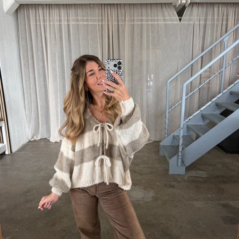 Strickjacke Bella - Beige x Creme