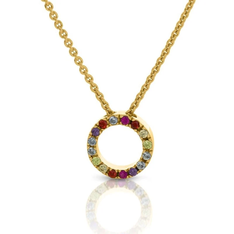 exclusive Damenkette hochwertig vergoldet mit bunten Zirkonia