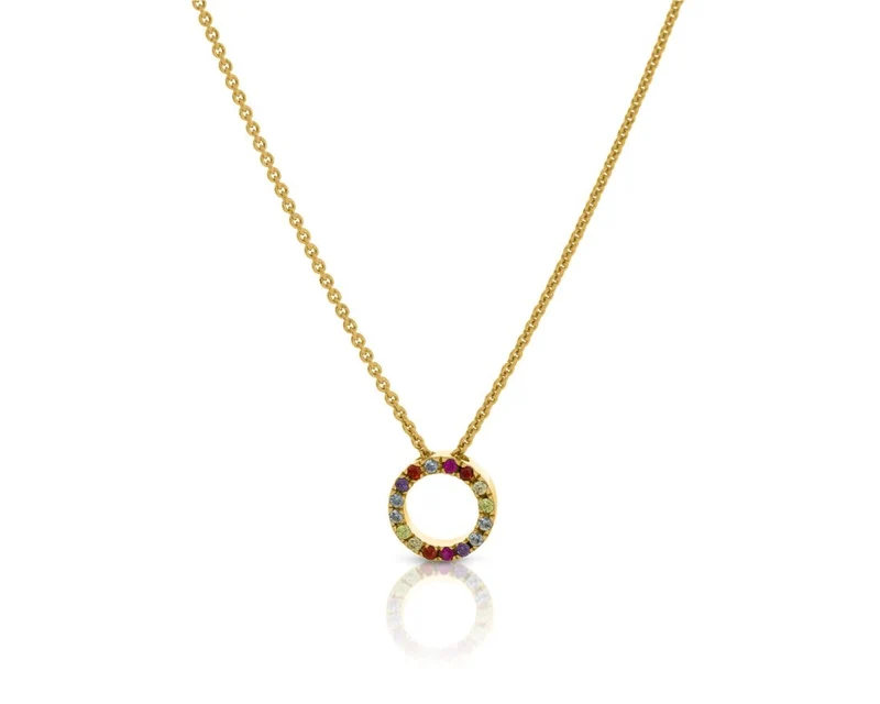 exclusive Damenkette hochwertig vergoldet mit bunten Zirkonia