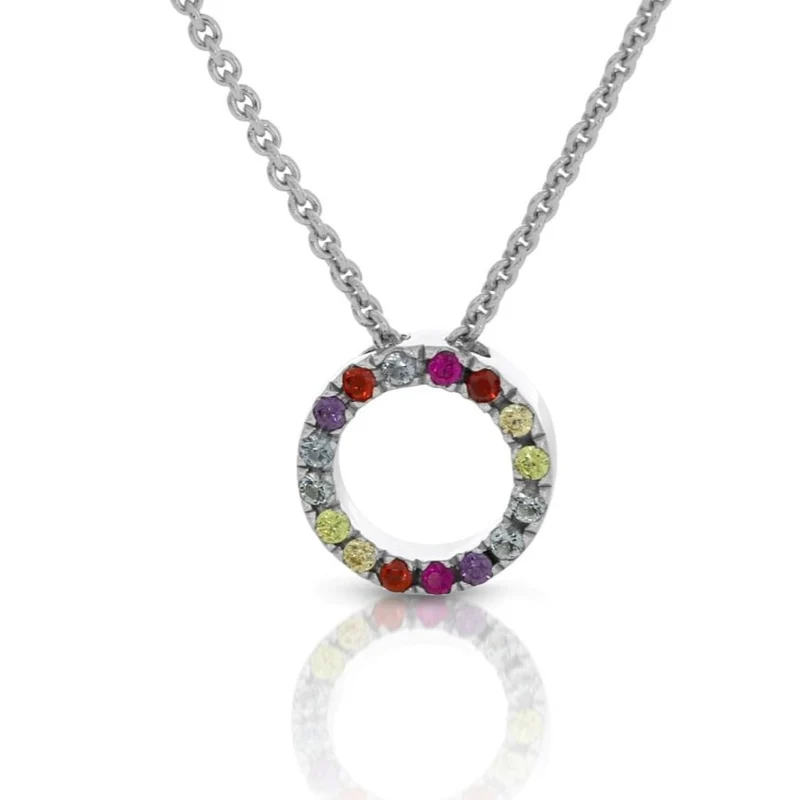 filigrane Halskette mit bunten Zirkonia 925 Silber