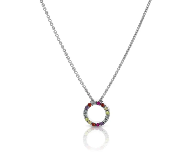 filigrane Halskette mit bunten Zirkonia 925 Silber