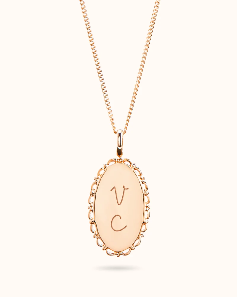Vintage Oval Ketting Rosé Verguld - Gepersonaliseerde Ketting
