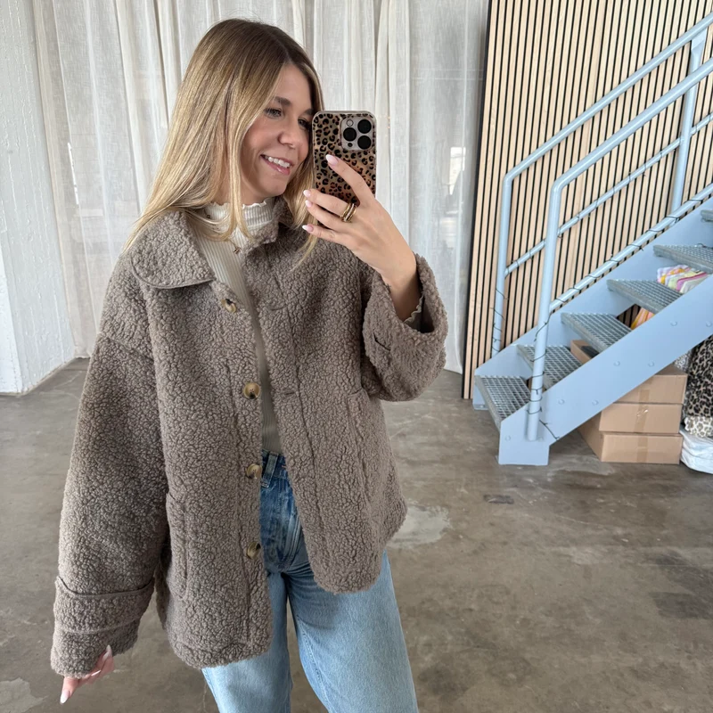 Autumn Teddy Jacke - Taupe