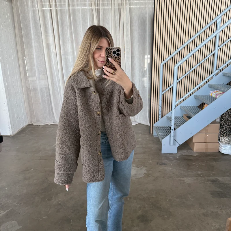 Autumn Teddy Jacke - Taupe