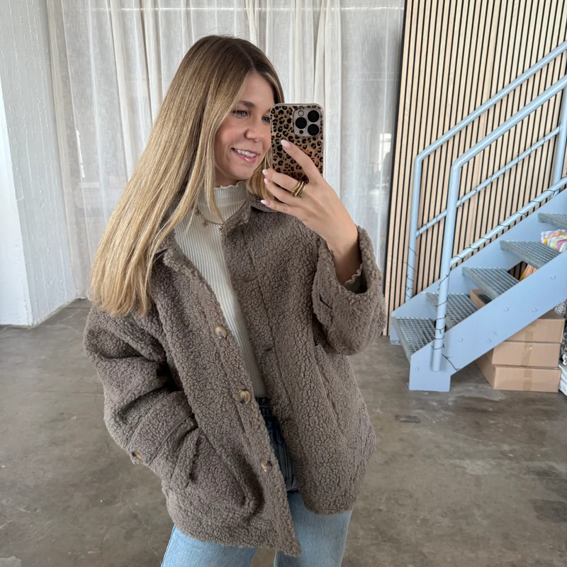 Autumn Teddy Jacke - Taupe