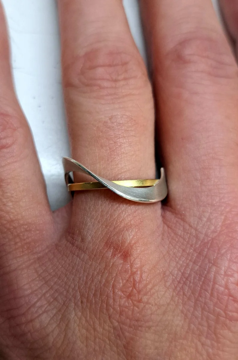 925er Silber Ring feingoldbelegt MANU R1437