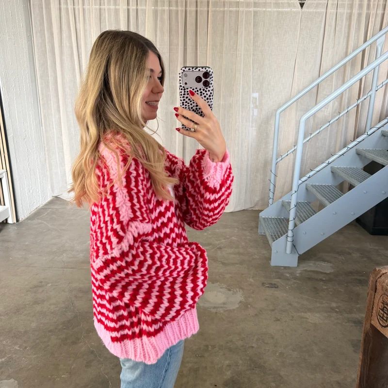 Strickjacke Lima WAVES - Rot x Rosa
