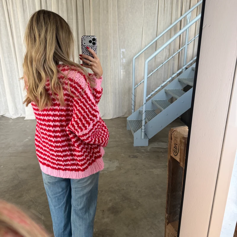 Strickjacke Lima WAVES - Rot x Rosa