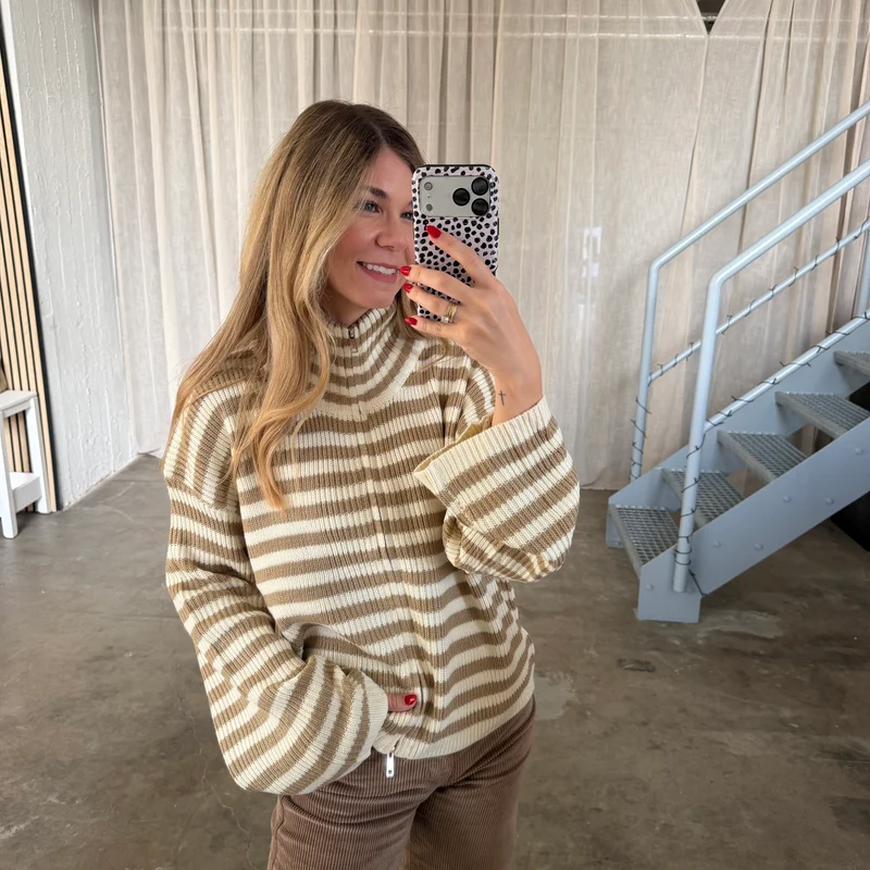 Zipp Jacke Lou - Beige x Weiß