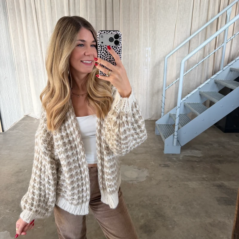 Strickjacke Lima WAVES - Beige x Creme