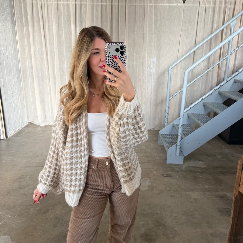 Strickjacke Lima WAVES - Beige x Creme